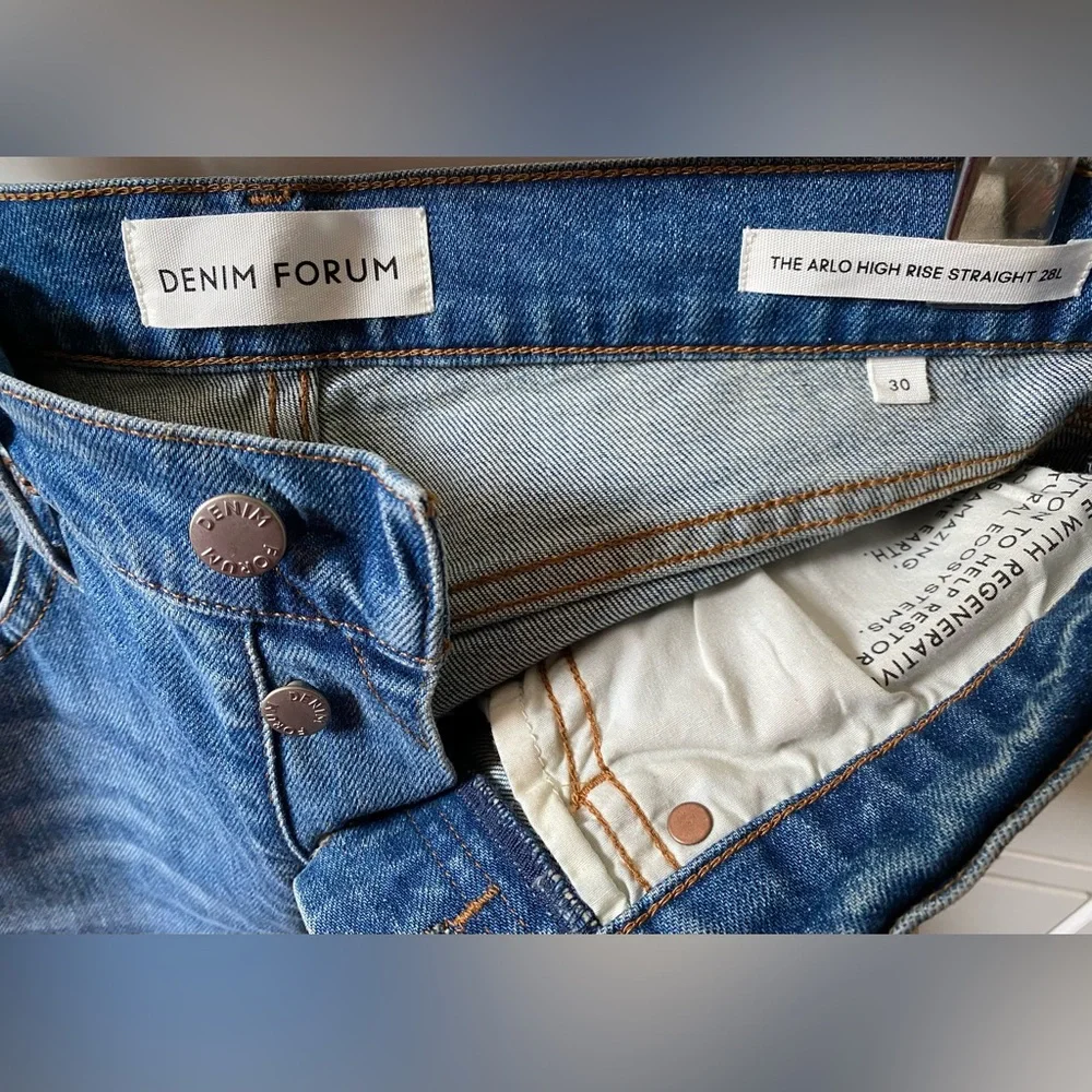 Denim Forum Aritzia The Arlo High Rise Straight 28L Jeans Buttonfly Size 30 - Picture 8 of 11